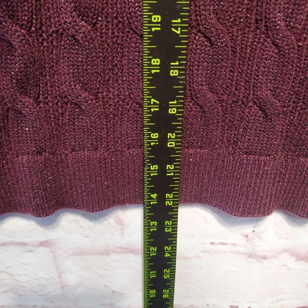 Lauren Ralph Lauren Sweater Womens L Purple Cable Knit Shimmer Metallic Elegant - Picture 8 of 13